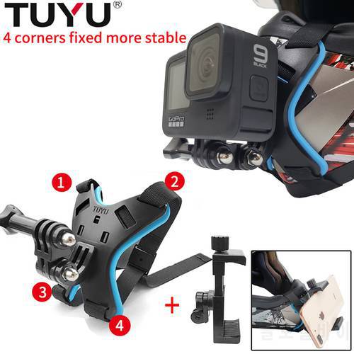 TUYU Motorcycle Shots Full Face Helmet Chin Stand Mount Holder for GoPro Hero9/8/7/6/5/4 Xiaomi Yi 4k Action Camera Accessories