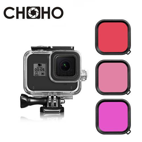 Diving Filter Red Pink Purple waterproof Case Underwater Housing Dive Filtors For Gopro Hero 8 Black For Go Pro Accessory