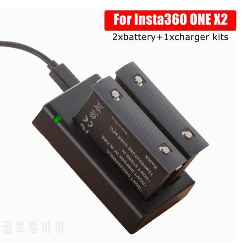 New Insta 360 Micro/Type-C Port Dual Charger+2pcs Panoramic Camera Battery For Insta360 ONE X2 Charging Accessories