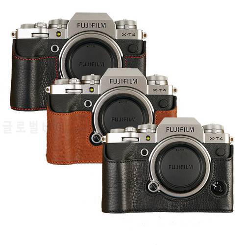 XT4 Camera Bag Handmade Genuine Real Leather Half Camera Case Bag Cover For Fujifilm XT4 XT3 Open Battery