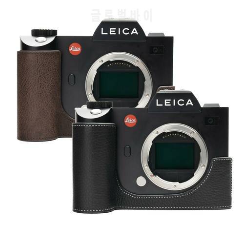 Handmade Genuine Real Leather Half Camera Case Bag Cover for Leica SL Typ 601 SL2 SL2-S Open Battery