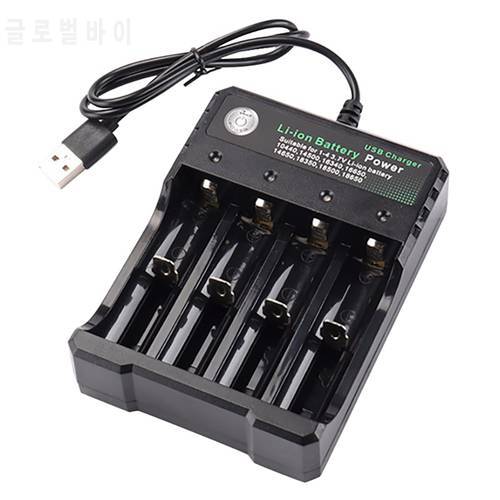 18650 Lithium Battery Charger 4 Slot 3.7V Smart USB Charging Stand 14500 Bright Flashlight Charger