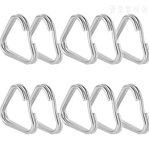 10pcs Stainless Steel Triangle Keychain Ring Split Rings for DSLR Camera Straps Handwrist Purse Wallet Bag Hang Clip Hook