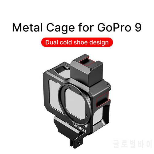 Ulanzi GoPro Hero 11 10 9 Black Metal Cage Frame Case With 52MM Filter Adapter Extend Cold Shoe Mount Mic Fill Light