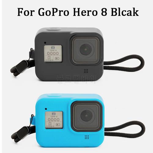 Protective Silicone Sleeve Cases + Lanyard for GoPro Hero 8 Black Accessories Soft Rubber Frame Cover Case Protection for Go Pro