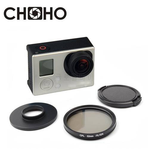 CPL Polarizer Filter Circular Lens Filtro 52mm + Aluminum Adapter Ring + Lens cap for Gopro HD Hero 3 / 3+/4 Accessories