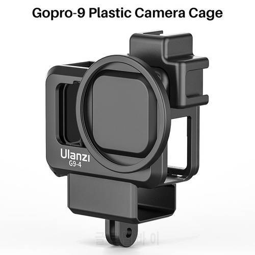 Ulanzi GoPro 11 10 9 Plastic Camera Cage For GoPro Hero 11 10 9 Black Housing Case Mic and Fill Light Cold Shoe Vlog Accessories