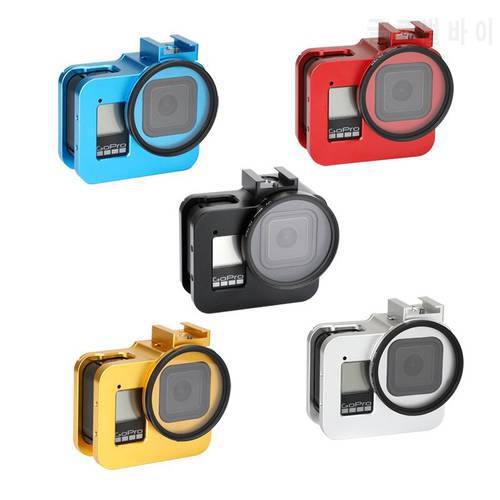 CNC Aluminum Alloy Metal Multi-angle Shooting Protective Frame Case Cage for GoPro Hero 8 Black with 52mm UV Lens for Go Pro 8