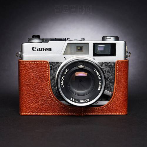 Design for Canon QL17 QL19 GII GIII G3 Camera Handmade Genuine Leather Camera case Half Cover Bag