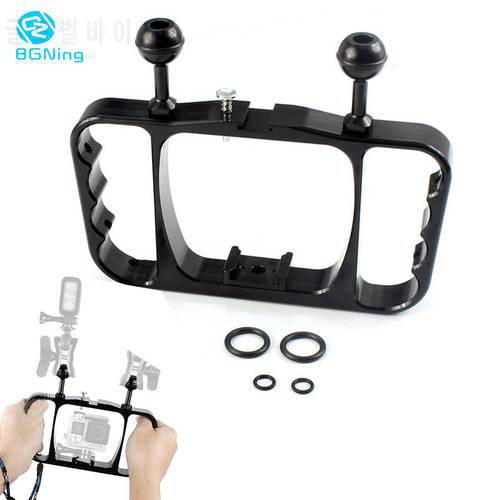 CNC Stabilizer Bracket Dual Handle Grip Flash Light Diving Tray for GoPro Hero 11 10 9 8 7 6 for yi for DJI OSMO Action Cameras