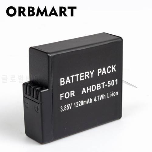 ORBMART Li-ion Battery For Gopro Hero 5 6 7 Black Action Sport Camera 1220 mAh Full Decoding