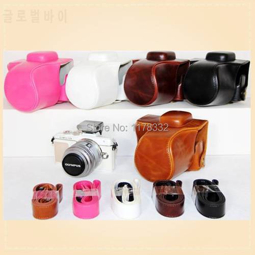 Leather Camera Case Bag Cover Shoulder Strap For Olympus PEN EPL7 E-PL7 Camera LITE EPL7 14-42mm EZ