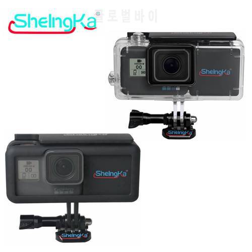 2300mAh Go Pro Side Power Rechargeable Battery+Camera Long Frame/Waterproof Case For GoPro Hero 7 Black Hero 5 6 Accessories