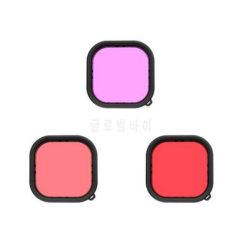 3pcs Diving Filter Red Pink Purple Lens Filters for Gopro 11 10 9 Waterproof case