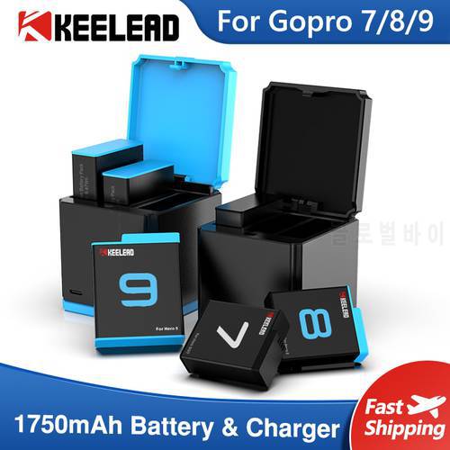 Battery Charger For Gopro Hero 9 8 7 6 5 1750mAh Li-ion Battery 3-Way Fast Charging Case Action Video Cameras Accessories