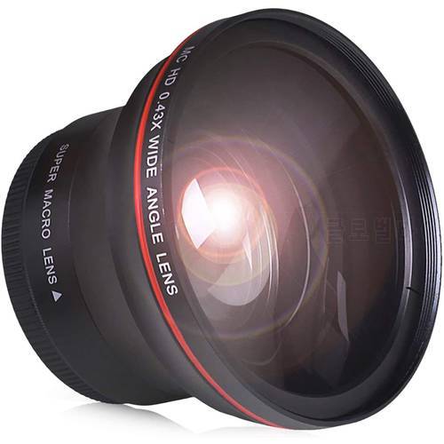 1Pcs Wide Angle Lens 55MM 0.43x Lens with Macro Close-Up Portion for Nikon D3400, D5600 and Sony Alpha Cameras