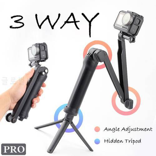 3 Way Hand Grip Waterproof Monopod Selfie Stick Tripod Stand for GoPro Hero 11 10 9 8 7 6 Insta360 DJI Action Camera Accessories