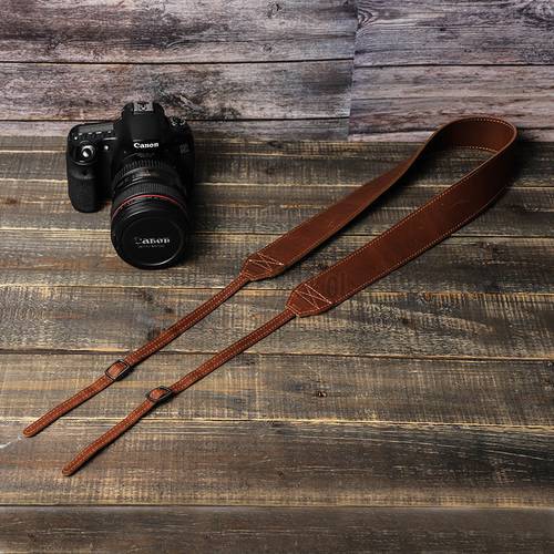 Retro Genuine Leather Camera Strap Comfortable Outdoor Travel Double-sided Crazy Horse Leather DSLR Neck Belt