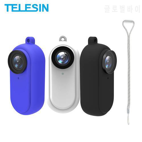 TELESIN Soft Silicone Case With Hand Strap for Insta360 GO 2 Rubber Protective Cover For Insta 360 Go2 Camera