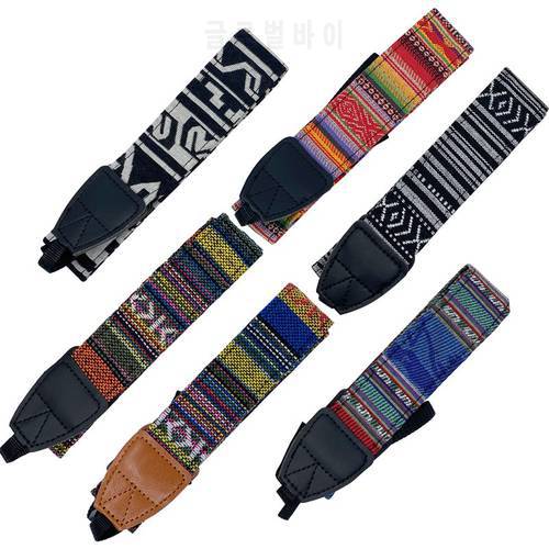 Camera Neck Shoulder Strap Belt for DSLR Camera Colorful Cotton Pattern Neck Belt For Nikon Canon Sony Retro Ethnic Style Strap