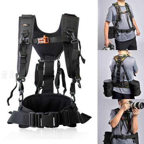 Camera Double Shoulder Strap Quick Sling Waist Belt Multi-Functional Chest Harness System Vest Photography Strap Hanging System