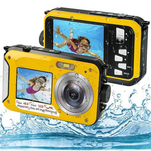 Digital Camera Dual Screens Full HD1920X1080 Digital Camera LCD Displays Cam Waterproof Video Recorder Camera for Snorkel Travel