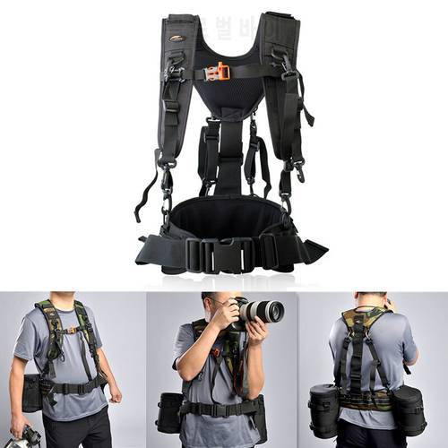 Photography Belt&Harness System Camera Double Shoulder Strap SLR Camera Fixed Fast Hanging Waist Band Quick Strap for Lens Pouch