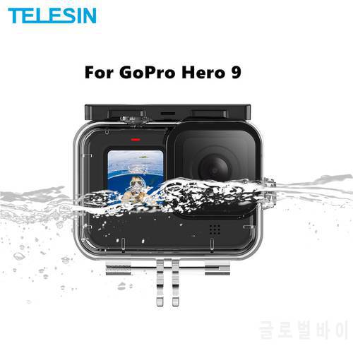 TELESIN 45M Waterproof Housing Case for Gopro Hero 11 10 9 Black Diving Protective Underwater Cover Lens Filter Set Accessories