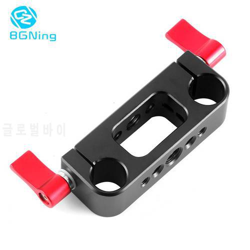15mm Rod Rig Clamp Double Holes 1/4 3/8 Thread Telephoto Lens Holder Support Rail Photography System DSLR Camera Cage Kit