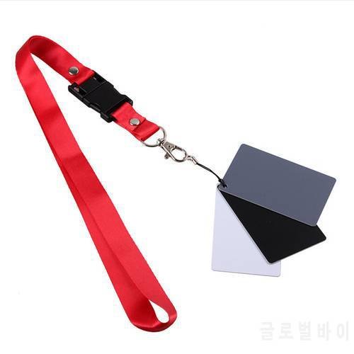 3 In 1 8.5 X 5.5cm White Black 18% Gray Color Balance Cards Digital Grey Card With Neck Strap For DSLR Camera White Balance
