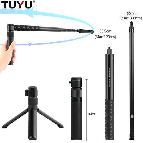 1.1m 3m Carbon Fiber Invisible Selfie Stick Bullet Time Rotating Handle Tripod for GoPro Max Insta360 One X X2 One R Accessories