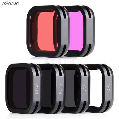 SOONSUN CPL ND8 ND16 ND32 Filter for GoPro Hero 11 10 9 Black Red Color Filter Kit Go Pro 9 10 11 Filter Camera Lens Accessories