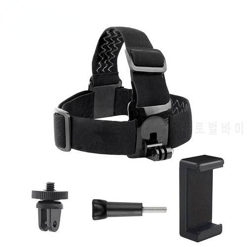 Elastic adjustable Head Strap band mount kit with phone holder screw for Cellphone and Action Camera