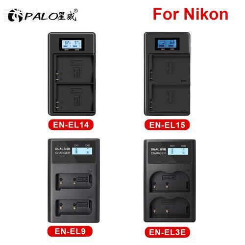 camera battery charger EN-EL14 EN-EL15 EN-EL9 EN-EL3E EN EL14 EL15 EL9 EL3E LCD Dual Smart Charger For Nikon camera battery