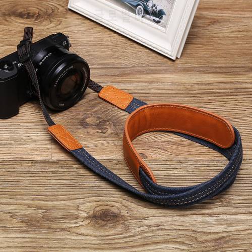 Original Genuine Leather Denim Shoulder Strap DSLR Neck Strap Belt for Canon/Nikon/Sony/Panasonic/Sigma/Olympus/Fuji