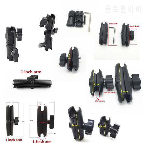 Arm Double Socket Arm for RAM with 1 Inch Ball Base Mount or 1.5 inch base Motorcycle Camera Extension Arm