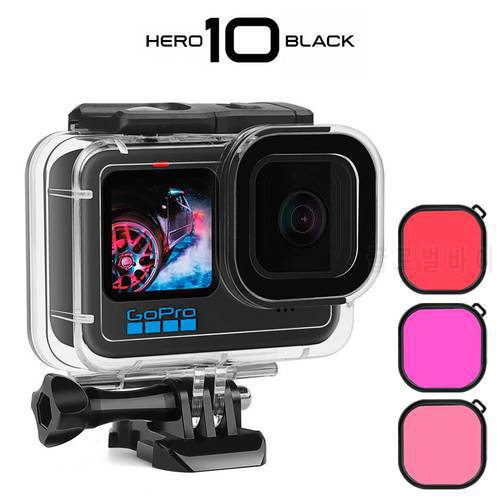 60M Waterproof Case for GoPro Hero 11 10 9 Black Protective Diving Underwater Housing Shell Cover Red Purple Color Filter Go Pro
