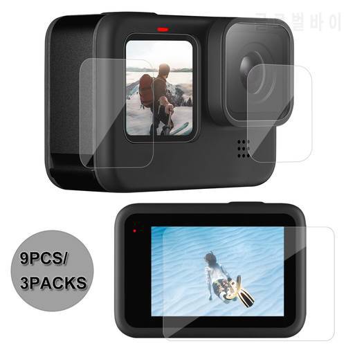 Screen Protector for GoPro Hero 9 Black,Tempered Glass Screen Protector + Tempered Glass Lens Protector + Small Display Film