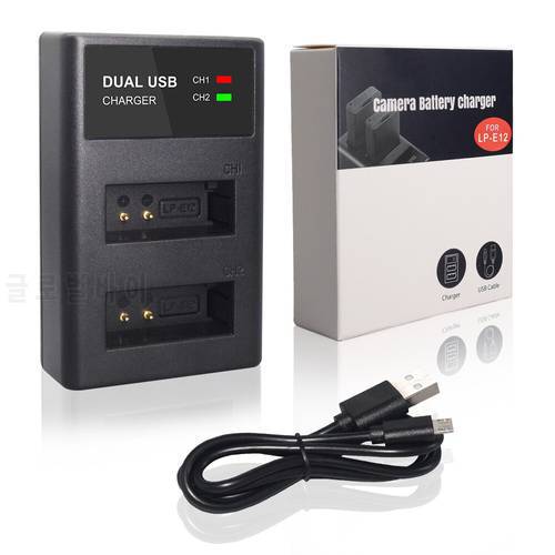 PALO LPE12 LP-E12 LP E12 battery charger USB dual camera battery charger for Canon OS M50 EOS M100 100D Kiss X7 Rebel SL1 DSLR