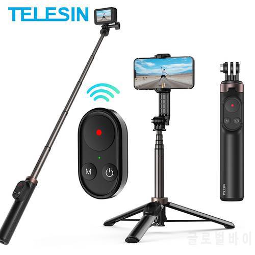 TELESIN 1.3M Vlog Selfie stick Tripod for GoPro Hero Insta 360 DJI Action Camera For Smartphone with Wireless Bluetooth Remote