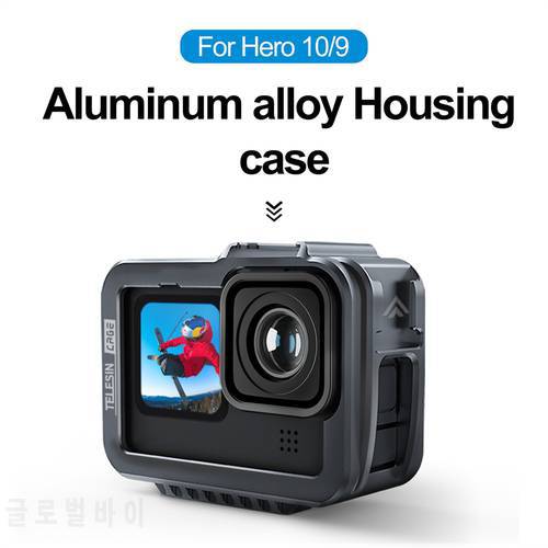 TELESIN Aluminum Alloy Frame Case for GoPro Hero 11 10 9 Black Action Camera Vlog Shell Protective Cage Housing Cold Shoe Mount