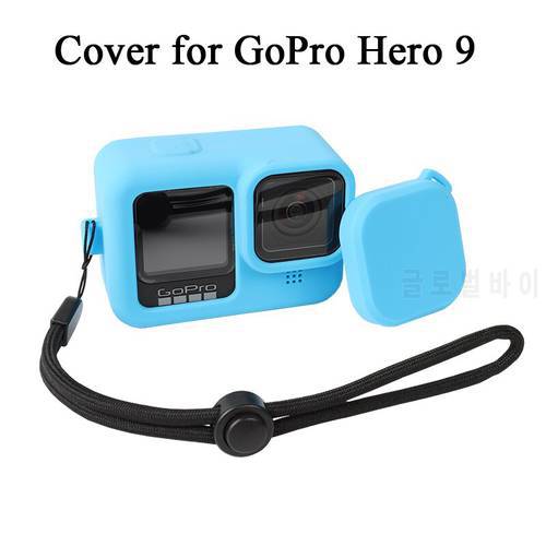 Protective Cases for GoPro Hero 9 Black,Silicone Rubber Case Protector Cover + Lanyard + Lens Cap for Go Pro 9 Camra Accessories