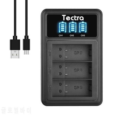 Tectra 3-Slots LED Light Battery Charger For GoPro Hero 9 Black,Hero 10 Replacement Batteries