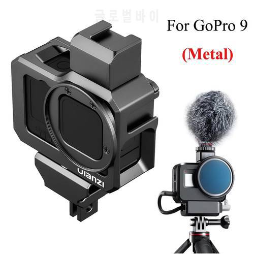 For Ulanzi Metal Cage For GoPro 11 10 Aluminum Frame Housing Case Cold Shoes Mount 52mm Filter Adapter Ring for Gopro 11 10 9 8