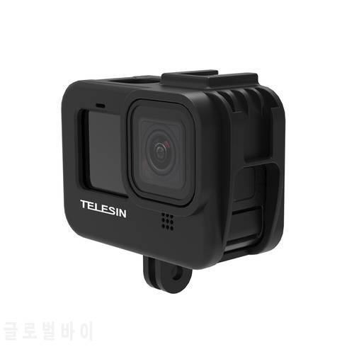 TELESIN Protective Frame Case for GoPro Hero 11 10 9 PC Housing Mount Bracket with Side Cover Hole Action Camera Accessories