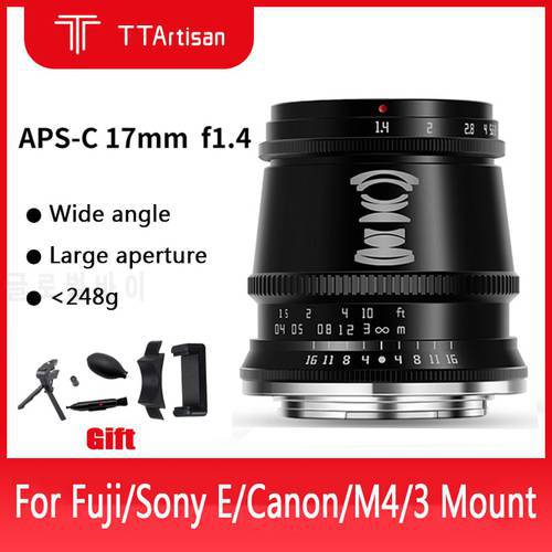 TTartisan 17mm F1.4 APS-C Wide-Angle Lens Manual Focus For Leica L Sony E-Mount Fuji X-Mount M4/3 Camera X-T3 X-T30 A6300 A6500