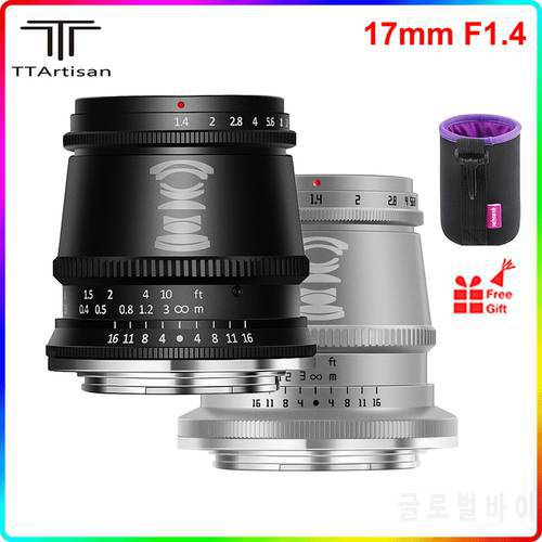 TTartisan 17mm F1.4 APS-C Wide-Angle Fixed Lens for Sony E-Mount Fuji X M4/3 Canon EOS-M Nikon Z Camera Zfc A6600 X-T3 E-M10II