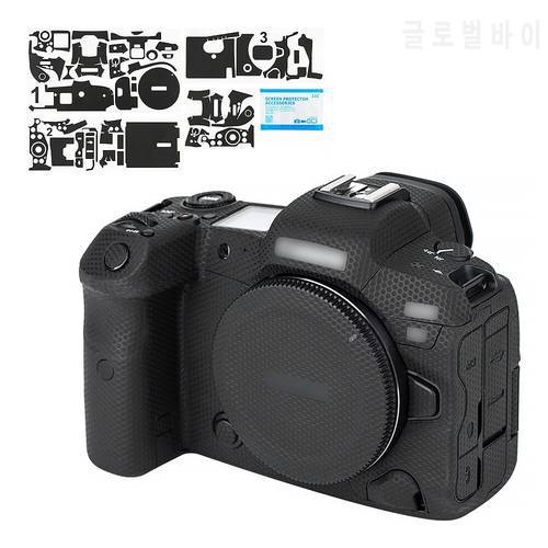 Kiwi Camera Body Sticker Anti-Scratch Protective Skin Film Kit For Canon EOS R5 Anti-slide Camera Cover Decoration Matrix Black