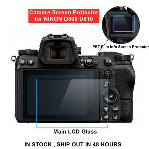for Nikon D800 D810 Camera Tempered Protective Self-adhesive Glass Main LCD Display + Info Screen Protector Film Guard Cover