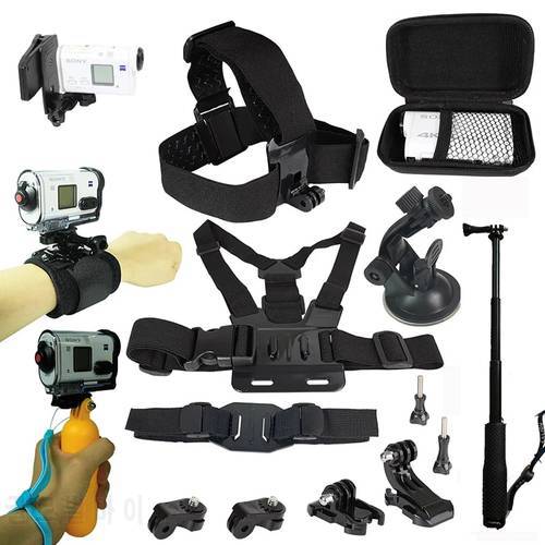 Accessories Kit for Sony Action Camera FDR x3000 Hdr-AS15 AS20 AS30v AS300 AS50 AS200v HDR-Az1Gopro 8 7 6 Sports Camera Holder